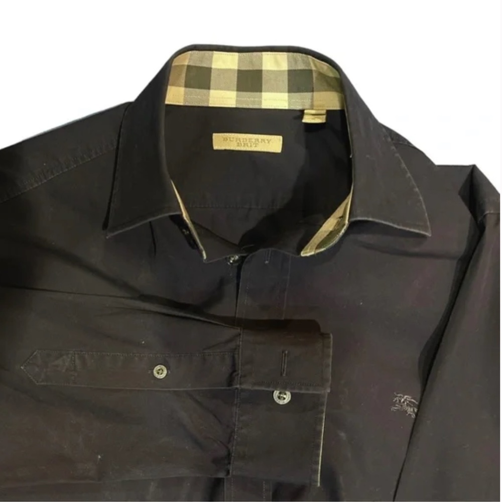 Burberry Brit dress shirt - navy with check trim - signs of wear
